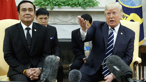 Thailand's PM with U.S. President Donald Trump at the White House