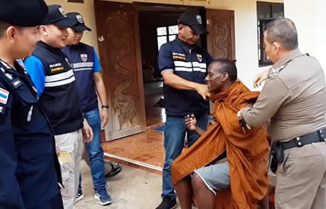 thailand-ugandan-african-man-fake-buddhist-monk-thai-immigration-police-sa-kaeo