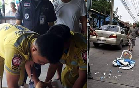 thai-police-truck-bangkok-child-baby-mother-walker-boy-crushed