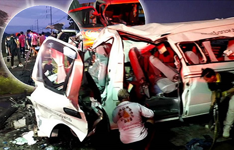 passenger-van-accident-sa-kaew-driver-asleep-thai-police-road-truck-bus