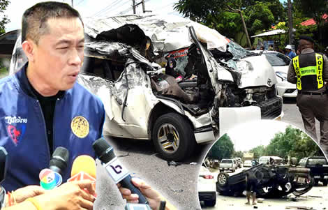 sa-kaeo-passenger-van-accident-transport-minister-saksayam-chidchob-police-vans-safety