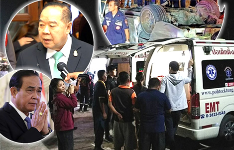 si-sa-ket-13-students-killed-pickup-truck-samut-prakan-return-to-families-2016-law-thai-police-pm