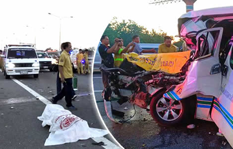 bangkok-passenger-van-accident-six-thai-girls-driver-killed-police-truck-steel-rods-srinakharinwirot-university
