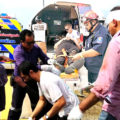 Lucky escape for UK tourists heading for Pattaya as passenger van’s tyre explodes on inbound highway today