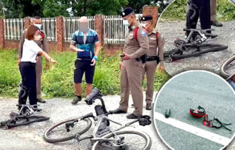 Harrowing scene as Canadian cries for his dead wife at early morning accident in Kanchanaburi 