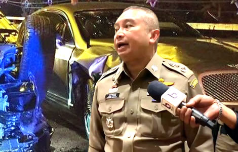 Police promise full charges against a reckless Bentley driver over an expressway smash up - Thai Examiner 8 full-charges-against-reckless-bentley-driver-bangkok-police