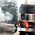 Disaster averted as tourist bus is evacuated minutes before it exploded into flames on Friday