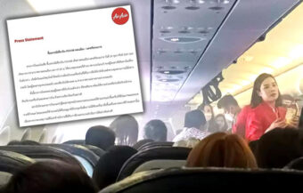 Scare on Air Asia flight to southern Thailand as phone power bank explodes into flames mid-flight
