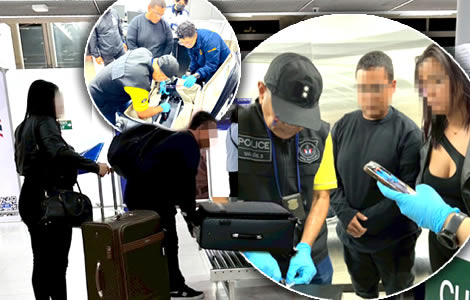 Two tourists from Brazil arrested with over ฿22 million in cocaine in secret compartment of their luggage