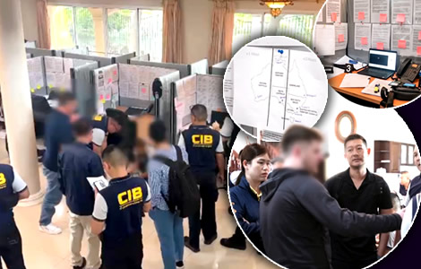 Boiler room investment fraud gang smashed in Samut Prakan mansion near Bangkok. 13 Foreigners arrested