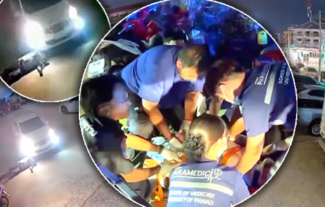 Drunk Swede survives after car rolled over his head in a Pattaya Car park in the early hours of Friday