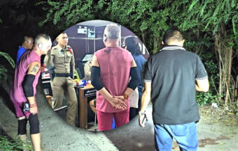 Russian man savagely beaten with a wooden club in Pattaya by a man riding on a motorbike with a sidecar 
