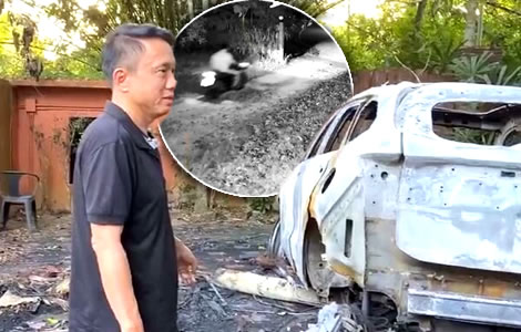 EV car fire in Songkhla was not self combustion. Ex Democrat Party MP was targeted with a criminal act