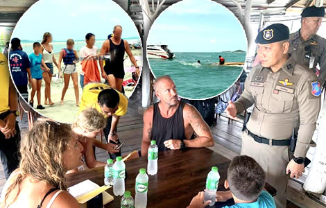 Rescue services and life vests save Spanish family after boat capsized one nautical mile off Koh Samui