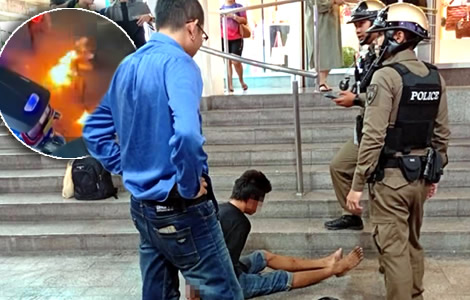 A Mentally unhinged man attacked two Malaysian tourists and set them on fire in Bangkok. Random attack