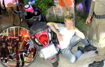 Brit on electric motorbike attacked by angry Pattaya mob after causing serious injury to an innocent Thai woman