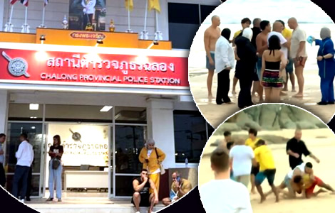 Lifeguards end up fighting for their own on Nai Harn Beach this Monday after Kuwaitis tourists saw red