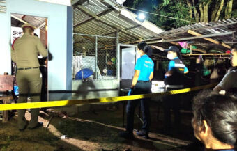 Kanchanaburi police arrest 41 year old man on Friday who fatally stabbed his mother in the back 19 times