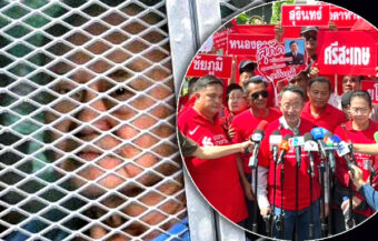 Redshirt show of support for Thaksin as he is due to see a specialist on Monday over a chronic neck condition