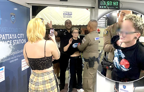 Brazilian woman attacked police at Pattaya traffic stop for not wearing a helmet. Frenzy at the station
