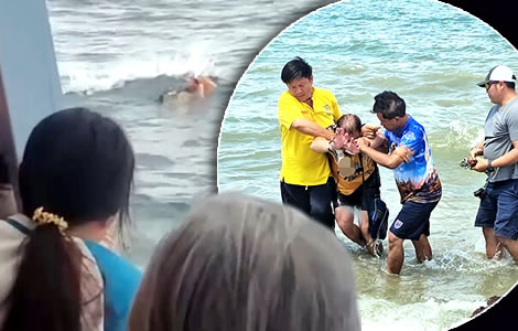 Crazy American sent for medical observation in Pattaya after his bizarre behaviour at sea near Koh Larn