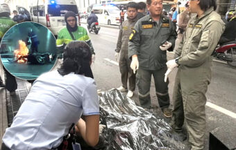 Young man sets himself on fire and runs into Bangkok traffic after suffering stress from his girlfriend