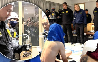 Police bust up gay sex orgy and drug free for all at luxury Bangkok hotel suite attended by adult men