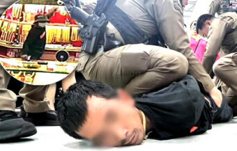Superb policing leads to a bad day at the office on Sunday for gold shop robbing thug in Samut Sakhon