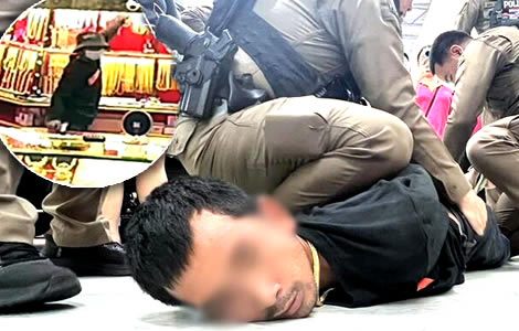 Superb policing leads to a bad day at the office on Sunday for gold shop robbing thug in Samut Sakhon