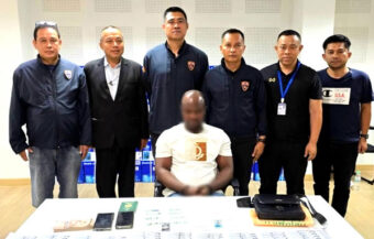 Nigerian drug dealer arrested in Inthamara area of Bangkok in sting operation with cocaine and ecstasy