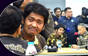 Man who closed schools in Pathum Thani after police found seven guns at home surrenders. Hug from Mom