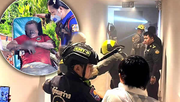 Crazed Irish man 50 seen by emergency responders speaking to himself after setting Pattaya condo alight