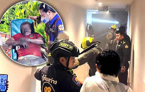 Crazed Irish man, 50, seen by emergency responders speaking to himself after setting Pattaya condo alight