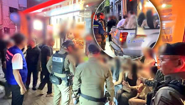 Pattaya Police swoop on transgender street workers and bring them in for a warning after city crime spree