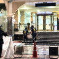 Horror scene at Pattaya hotel on Thursday morning as blood dripped to the ground before the entrance
