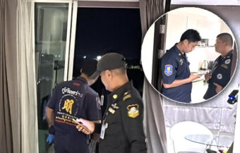 Pattaya police respond after local crowd spots dead American hanging upside down from hotel balcony