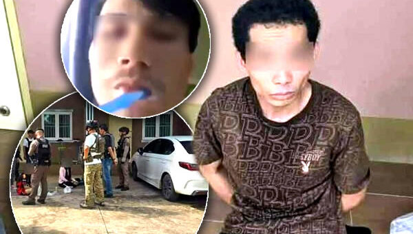 Hitman wanted by police for murder live streamed arrest scene and washed his teeth as officers waited