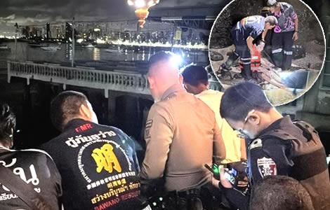 Trans woman takes a sea jump after smoking a cannabis joint at a Walking Street shop. Police rescue her