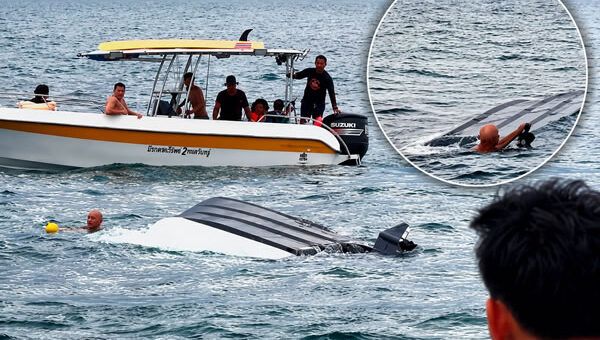 Four rescued 12 miles offshore from Pattaya on Friday evening when a speedboat capsized in windy seas