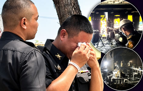 Husband says farewell to wife killed in Lat Phrao fire as 34th victim, a 20-year-old woman, passes away