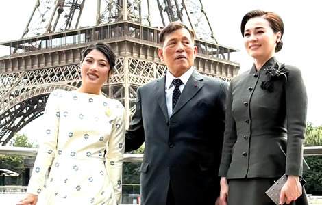 King and Queen join Princess Sirivannavari on a cruise of the Seine in Paris in a busy day on Royal Tour
