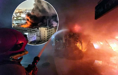 Huge fire in central Bangkok at a major electronics retail centre. Governor Chadchart was on the scene