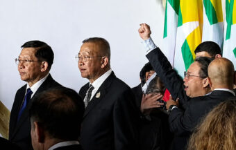 People’s Party MP stages protest in parliament in the presence of reviled Burmese leader Min Aung Hlaing