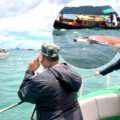 Rescues in rough sea swells off southern Thailand. Krabi longtail boat capsized with 10 Indian tourists