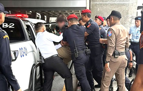 Young Russian goes berserk at Suvarnabhumi Airport. Tried to enter a restricted area. Taken into custody