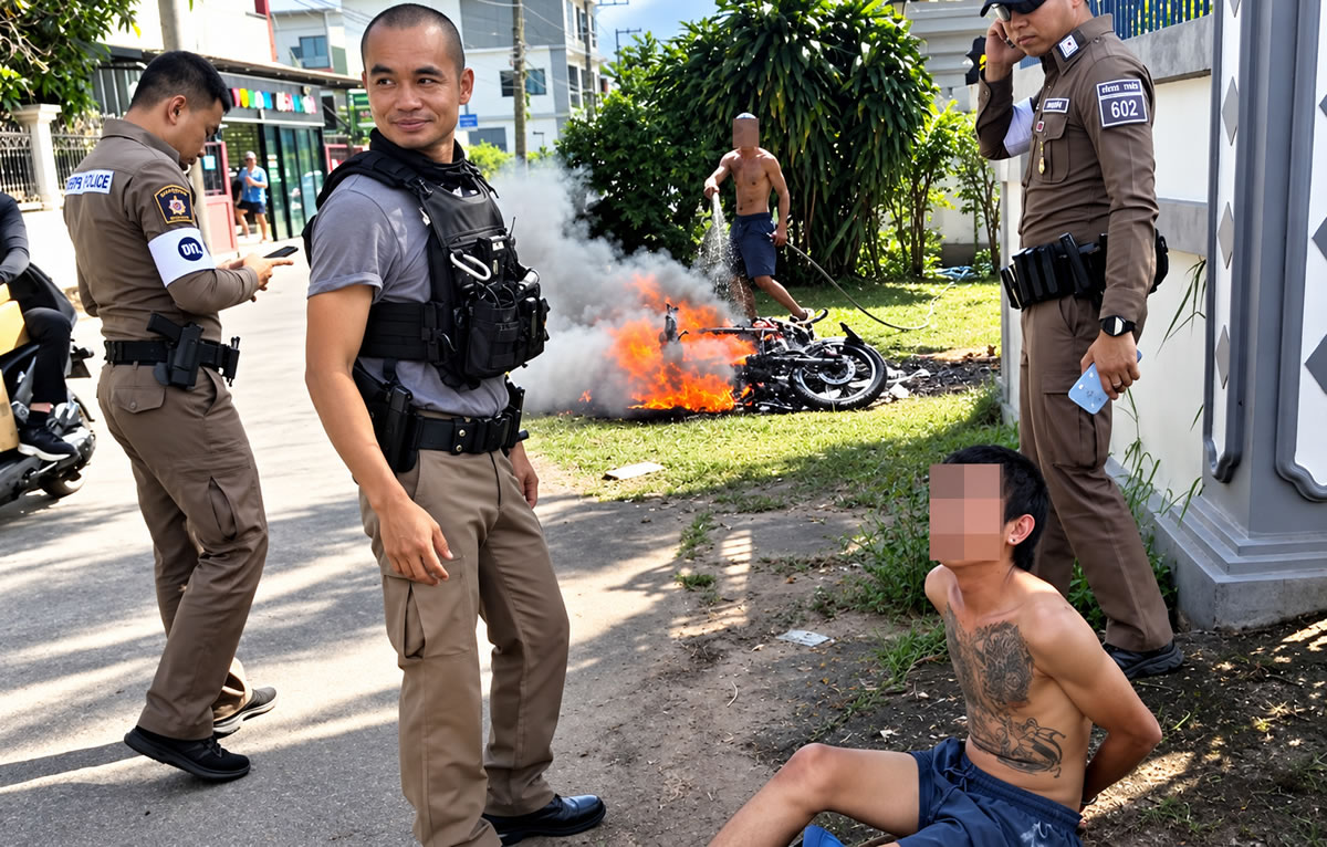 33 year old sets fire to Honda Scooby in Udon Thani after mother refused to buy him a more powerful ride
