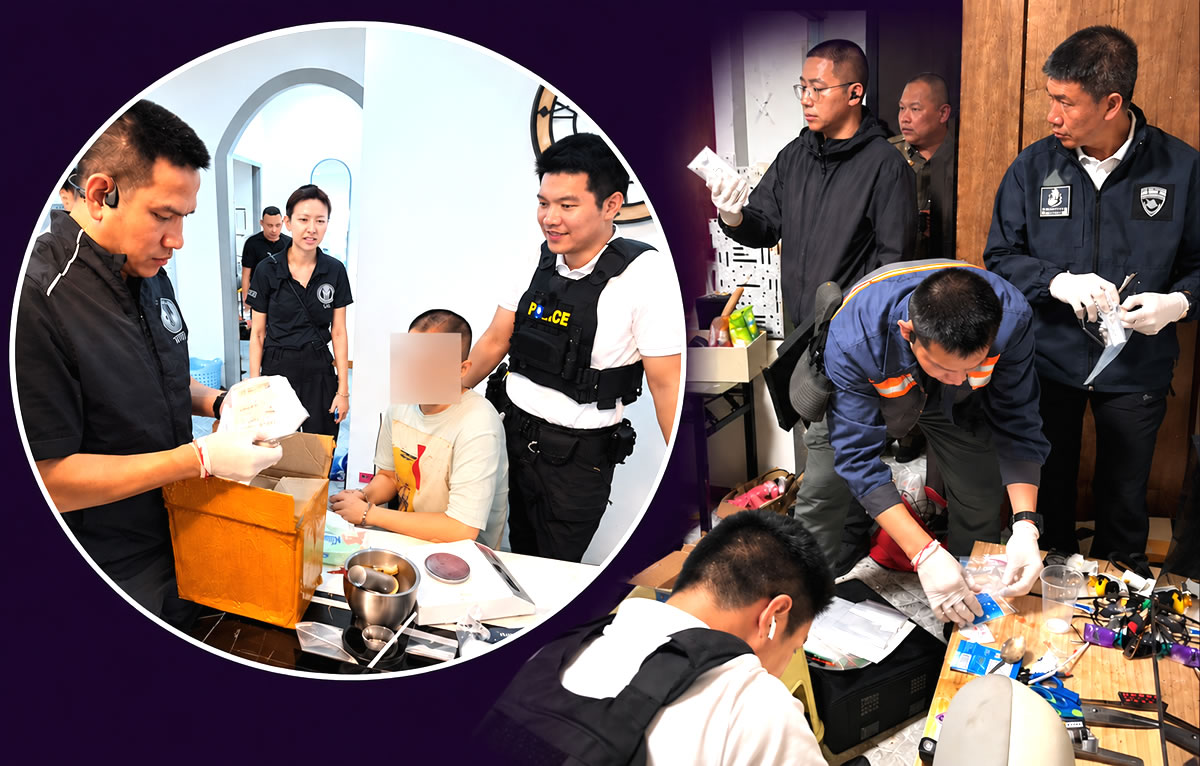 American arrested in Pattaya after a joint agency raid found an illicit narcotics factory in his home