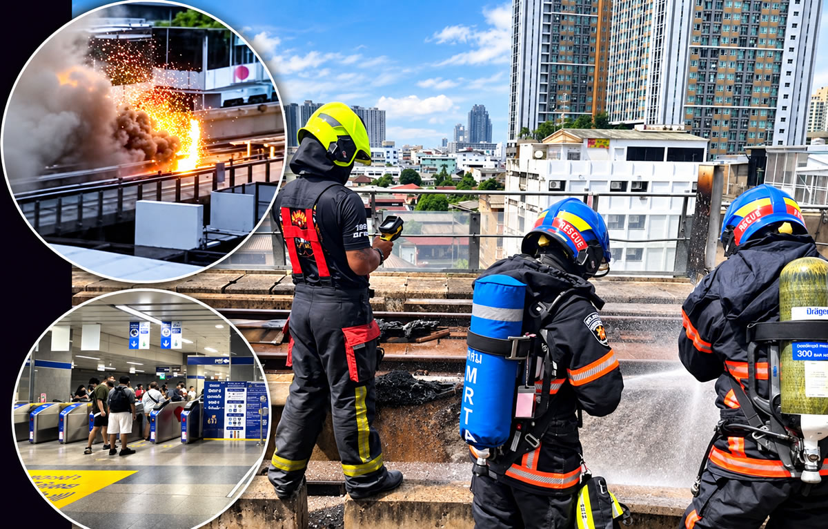 Engineers work through night after Sunday's fire on Bangkok’s Blue Line caused more damage than thought