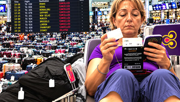 Thai Airways admits it got it wrong as Suvarnabhumi Airport public areas are swamped by a baggage flood