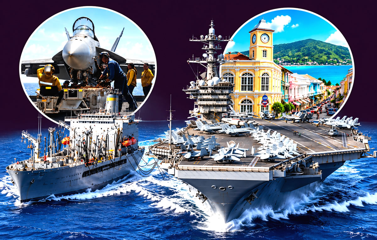 USS George HW Bush heading for Phuket for 6 days R&R. Docks October 5 with over five thousand sailors